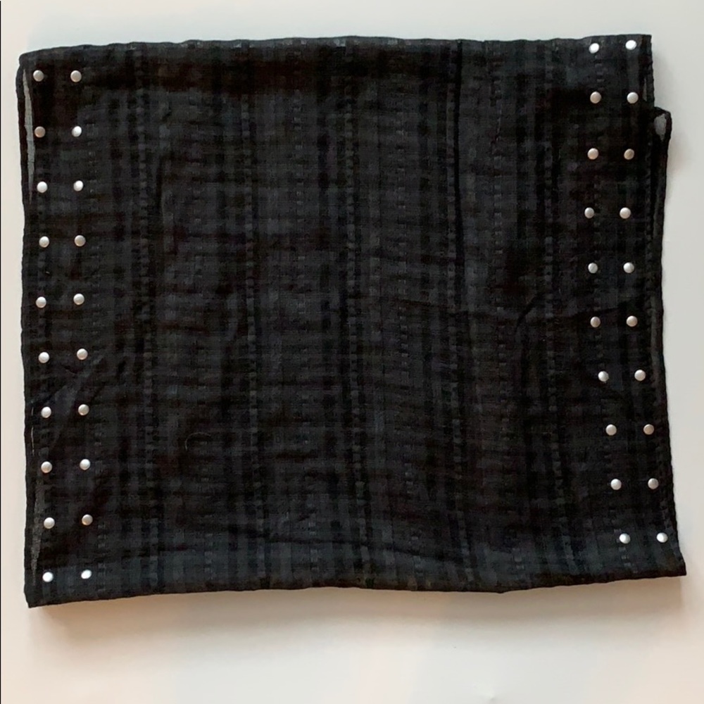 Studded Black Plaid Infinity Scarf